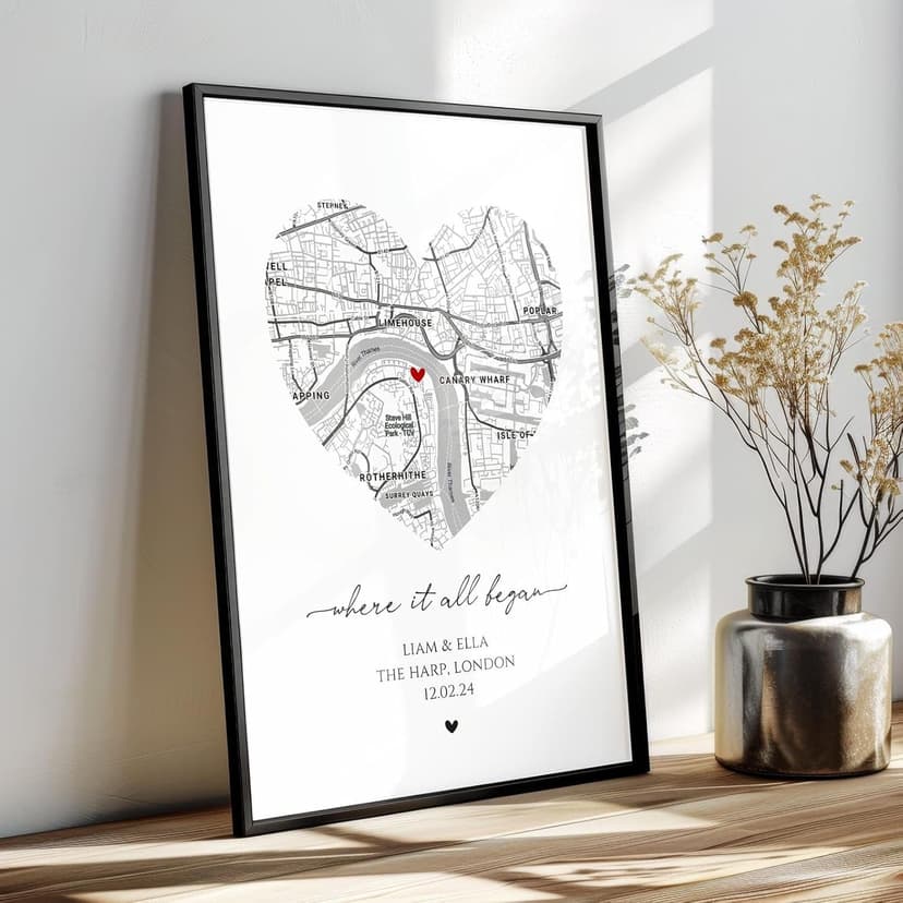 Where It All Began Personalized Heart Map Print, Custom Where We First Met Map, The Night We Met, Valentines Day Gift For Girlfriend Boyfriend, Custom Location, Gifts For Wife And Husband Anniversary