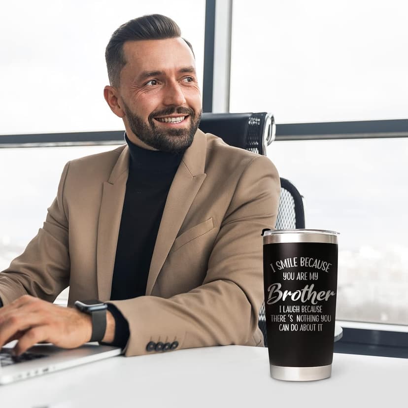 Brother Gifts - Christmas, Birthday, Father's Day Tumbler Coffee Cup from Sister