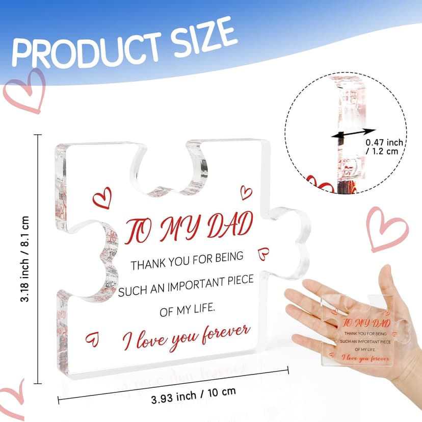 Father's Day Gifts for Dad, Dad Birthday Gift, Dad Gifts from Daughter Son, Dad Gifts for Fathers Day, Cool Gifts for Dad Acrylic Block Presents for Dad Christmas Gifts for Dad