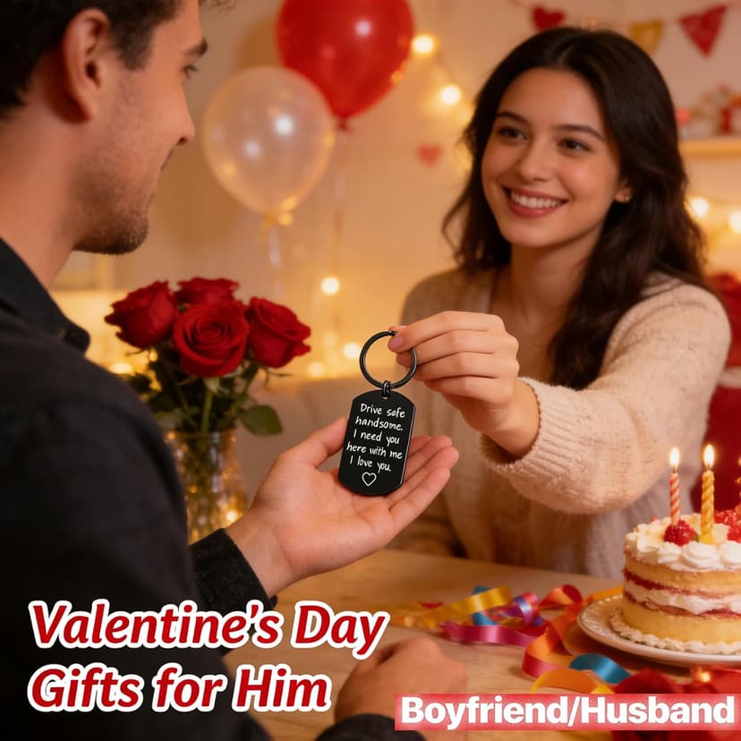 iWenSheng Drive Safe Keychain for Boyfriend - Drive Safe Handsome I Need You Here With Me Keyring Birthday Valentine’s Day Gifts for Him Boyfriend Husband Gifts