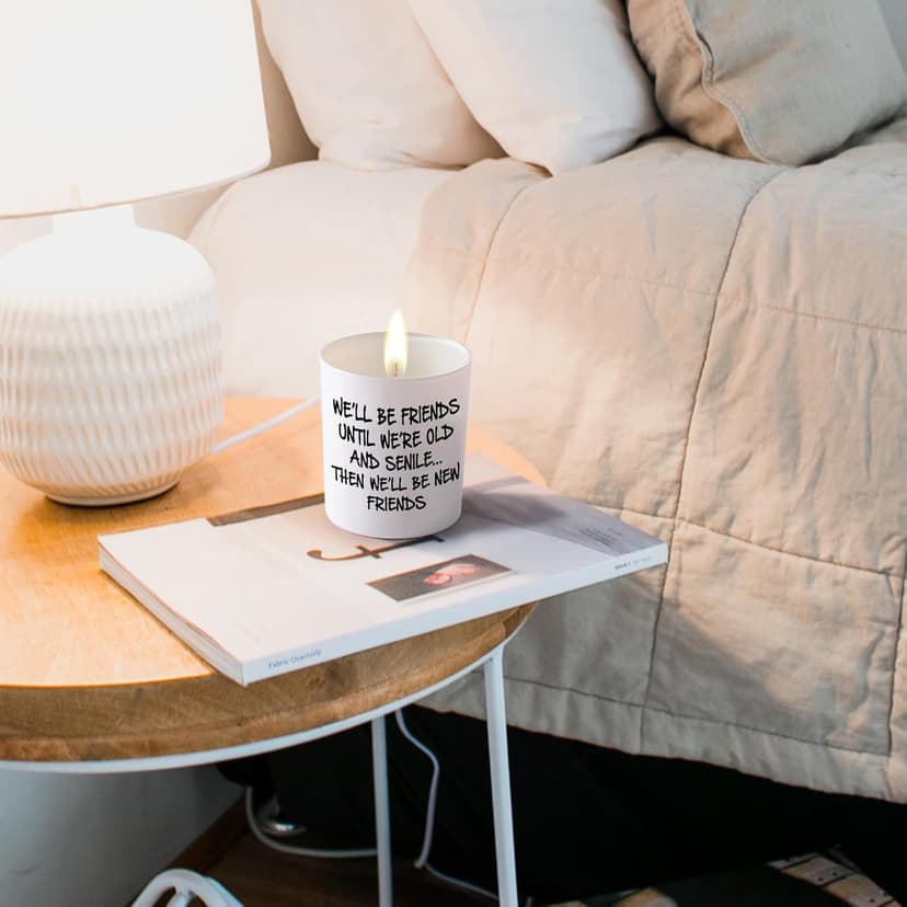 BFJLIFE Best Friend Birthday Gifts for Women Bestie Christmas Friendship Gifts for Women Friends Female Novelty Unique Lavender Scented Soy Candles We'll Be Friends Until We're Old and Senile