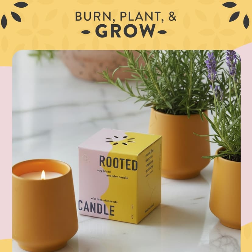 Modern Sprout Rooted Candle - 2 in 1 Cedarwood Scented & Soy Candle with Seeds That Grows into Lavender Plant - 6 oz w/ 42 hr Burn time in Matte Glaze Ceramic Vessel Ideal for Indoor Herb Garden