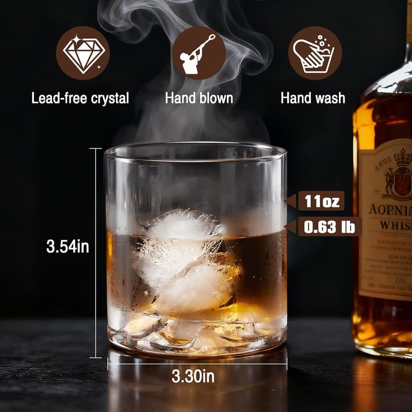 Old Fashioned Whiskey Glasses Set 2-Pack with Gift Box, Ideal Retirement Gifts for Men & Cocktail Glasses for Celebrations