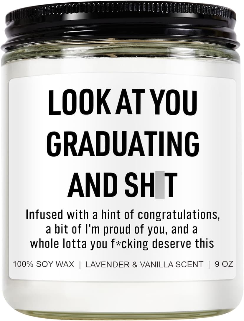 Funny Grad Candle, 2025 Graduation Gifts for Her, Him - College, High School, Masters Degree, Phd, Nursing & Nurse Graduation Gifts for Women, Men - 9 oz