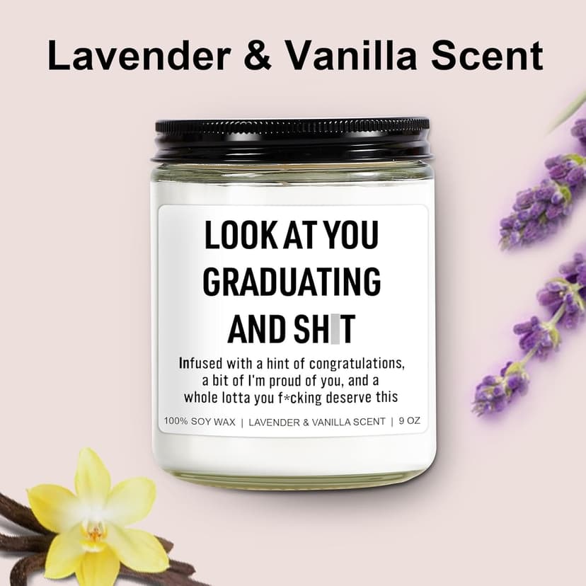 Funny Grad Candle, 2025 Graduation Gifts for Her, Him - College, High School, Masters Degree, Phd, Nursing & Nurse Graduation Gifts for Women, Men - 9 oz