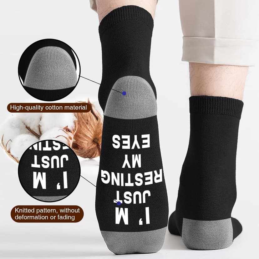 Dealswin Birthday Gifts for Men Dad Fathers Him Husband, I'm Not Sleeping I'm Just Resting My Eyes Socks