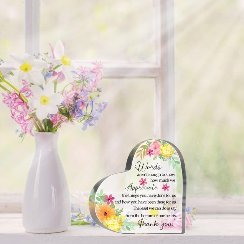 Thank You Gifts for Women Coworkers Boss, Thank You Presents for Friends Teacher, Appreciation Paperweight Desk Decor Plaque, Inspirational Office Sign Acrylic Heart