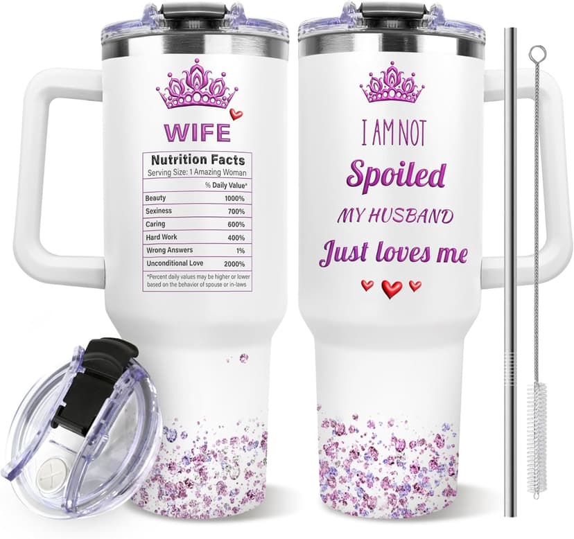 Gifts for Wife from Husband - Anniversary Wedding Gifts for Women - Mothers Day Christmas Tumbler Gift for Wife - Birthday Present for wifey - Valentines Day Gift for Her - to My Wife's 40 Oz Tumbler