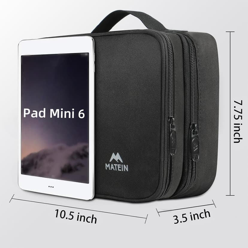 MATEIN Electronics Organizer Travel Case, Water Resistant Cable Organizer Bag for Travel Essentials, Gifts for Men, Storage Bag for Camera Accessories, Phone, Cord & Tablet, Black