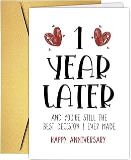 Supoeguk Happy One Year Card for Girlfriend Boyfriend, First Anniversary Card for Him Her, Funny 1st Wedding Anniversary Card for Wife Husband