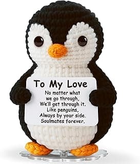 Love Crochet Couples Gifts for Boyfriend Girlfriend, Positive Emotional Support Handmade Penguin Crochet,Birthday Valentine's Day Wedding Anniversary Romantic Men Women, I Love You Gift for Him Her