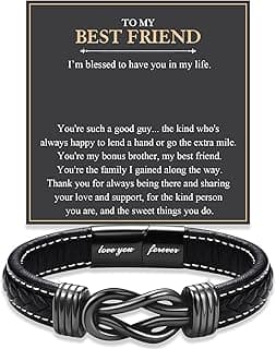 Love You Forever Leather Bracelet Gifts for Men Him Teen Boys, To My Brother Son Grandson Nephew Friend Dad Husband Christmas Birthday Valentines Fathers Day Graduation Back to School Gifts