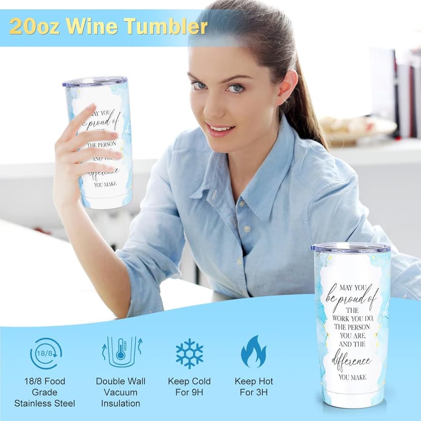 Employee Appreciation Gifts, Appreciation Gifts for Coworkers, 8 Pcs Christmas Gift for Employees Coworkers Teacher Staff Principal Nurse, Cool Thank You Gifts Baskets w/ Tumbler Notebook (Blue)