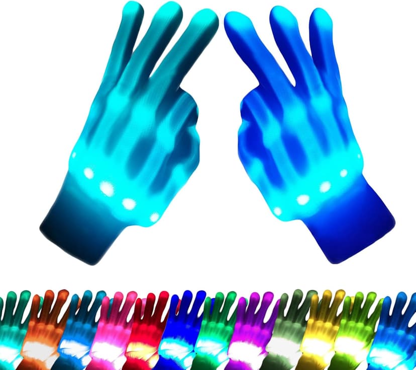 Kids Toys 12 Colors LED Gloves Cool Toys Gifts for Age 3-5 6-8 Years Old Boys Girls Halloween Costumes Light Up Gloves Stocking Stuffers Christmas Birthday Parties Gifts (1 Pairs S)