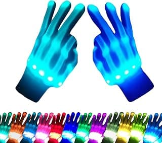 Kids Toys 12 Colors LED Gloves Cool Toys Gifts for Age 3-5 6-8 Years Old Boys Girls Halloween Costumes Light Up Gloves Stocking Stuffers Christmas Birthday Parties Gifts (1 Pairs S)
