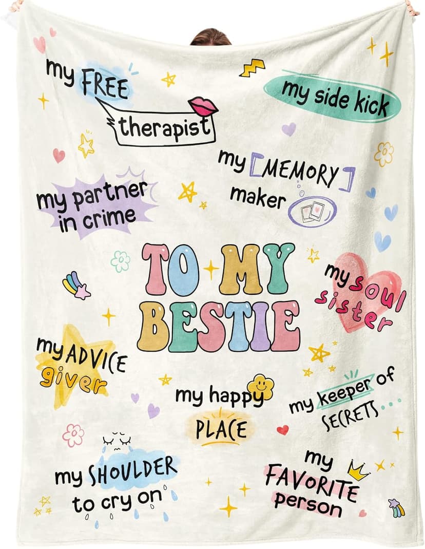 Best Friend Birthday Gifts for Women, Best Friends Blanket, Bestie Gift for Women, Friendship Gifts for Woman, Bestie Birthday Gift for Woman Friendship, Yellow Throw Blanket 60”x50” Inches