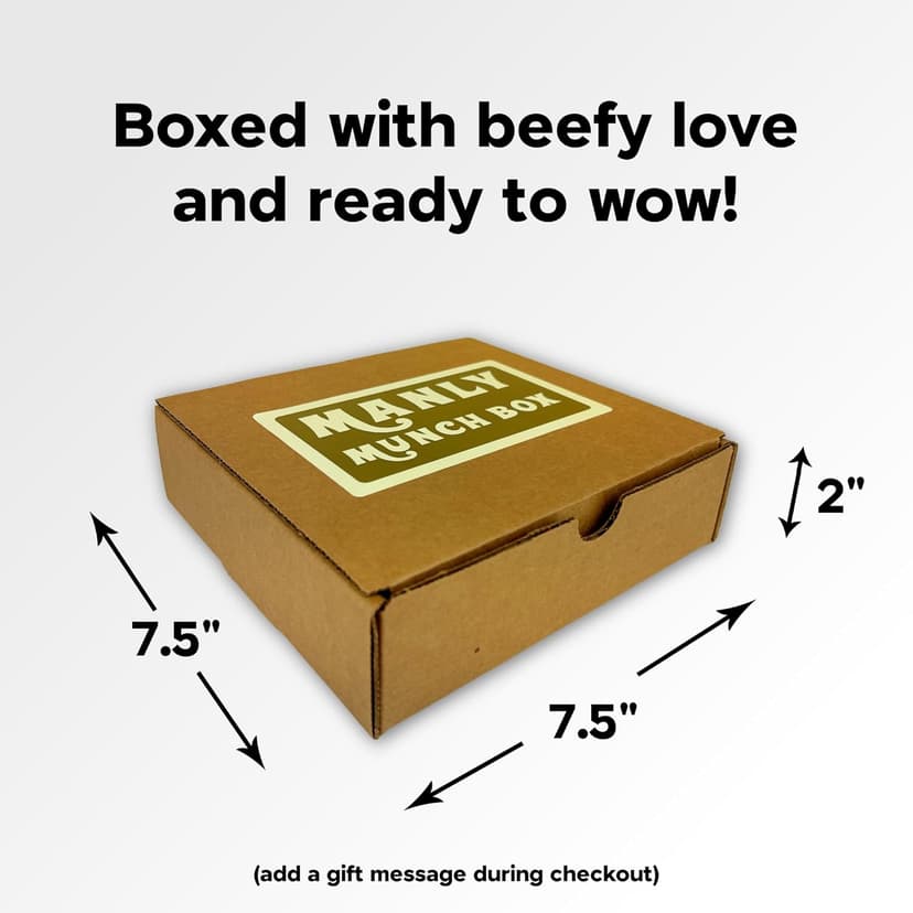 Manly Munch Box Jerky Gift Box, Curated Assortment of High Protein Snacks, Beef & Turkey Jerky Variety Pack Gift Set, Exotic Meat Gift for Men & Women