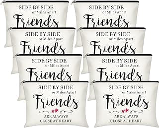 Xuniea 8 Pieces Friendship Gift Friend Makeup Bags Friendship Cosmetic Bags Portable Cosmetic Pouch Toiletry for Women Valentine Gift Makeup Travel Retirement Birthday Anniversary(Warm Pattern)