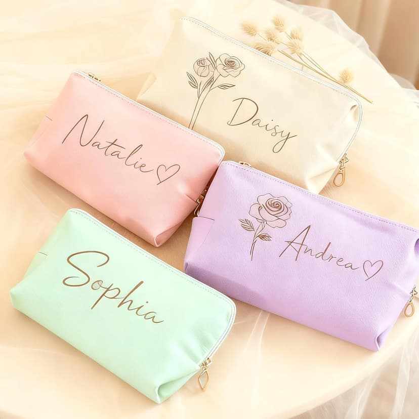 Personalized custom signature makeup bags, wedding bridesmaid gifts, the best gift for your best friend, suitable for weddings, gift-giving, travel makeup bag customized gift box