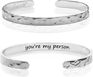 Carviell Engraved Cuff Bracelets for Women – Inspirational, Friendship, Love, Mom, Daughter, Sister, Christian, Graduation, Memorial & Wedding Gifts – 80+ Phrases – Stainless Steel, Gift-Ready