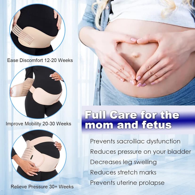 ChongErfei Maternity Belt, Pregnancy 3 in 1 Support Belt for Back/Pelvic/Hip Pain, Maternity Band Belly Support for Pregnancy Belly Support Band (L: Fit Ab 39.5"-51.3", Black)