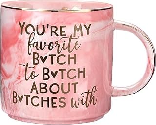Best Friend Birthday Gifts for Women - Funny Friendship Gift for Bestfriend, Besties, BFF, Sister, Boss Woman, Big Sis, Sorority, Mom - You're My Favorite - Cute Pink Marble Mug, 11.5oz Coffee Tea Cup