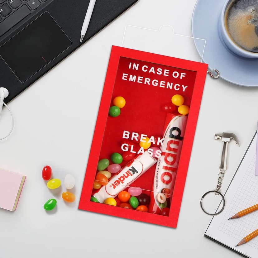 Funny Gift Emergency Box - Create Self Defined Idea Jar w/Hammer, Break in Case of Emergency Box - Desk Decor - Personalized Gag Gift for Friends Coworkers