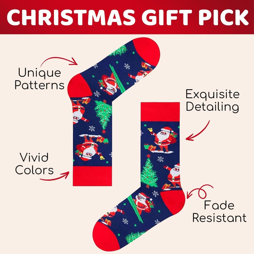 Zmart Christmas Gifts Stocking Socks for Women Men, Secret Santa Gifts Elf Stocking Xmas Gifts for Teens