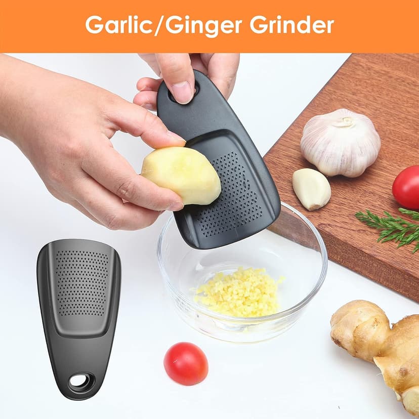 Pisol Kitchen Unique Gadgets Set 6 Pieces, Space Saving, Cheese Grater, Bottle Opener, Fruit Vegetable Peeler, Pizza Cutter, Garlic Ginger Grinder, Herb Stripper Gift Set