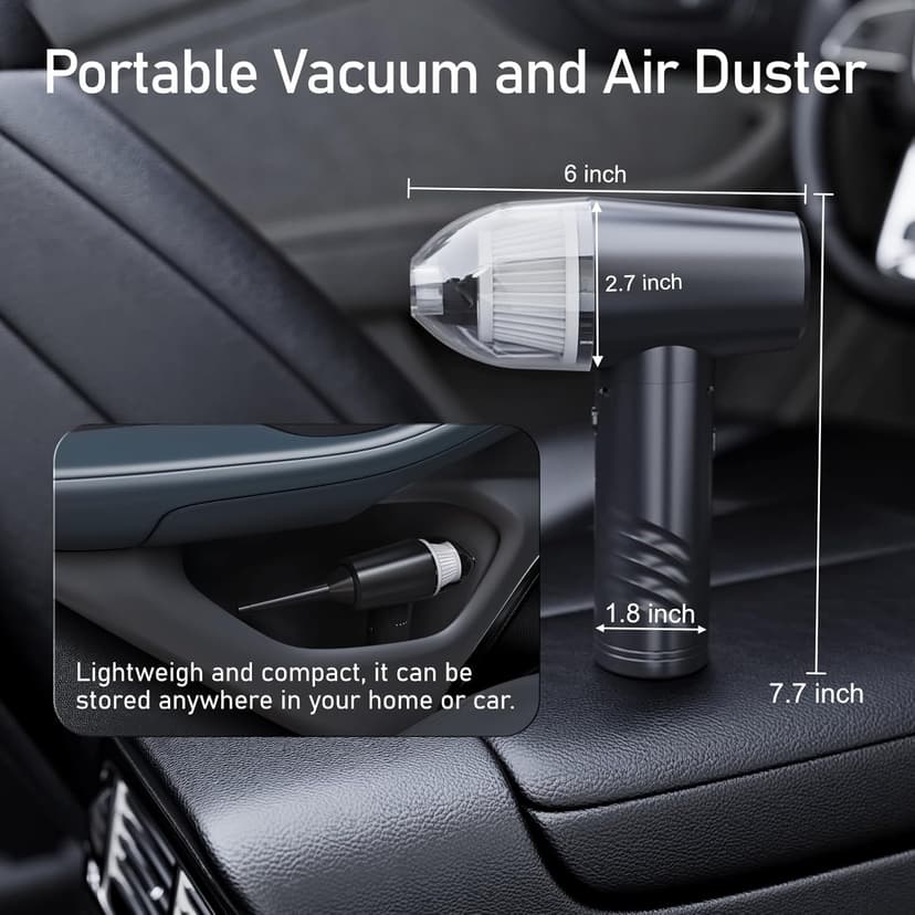 Compressed Air Duster Electric Computer Vacuum Cleaner for Keyboard Duster Cleaning Dust Vacuum Cordless Canned Air 11000PA Mini Car Vacuum PC Air Blower for Office Home (Dustbin-Gray)