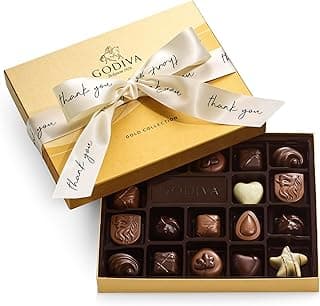 Godiva Chocolatier Thank You Ribbon 18-Piece Assorted Chocolate Gift Box – Gourmet Chocolate Candy Variety Pack – Dark Caramel, Milk Chocolate, Nuts– Gift Basket for Father’s Day, Birthday and Anniversary