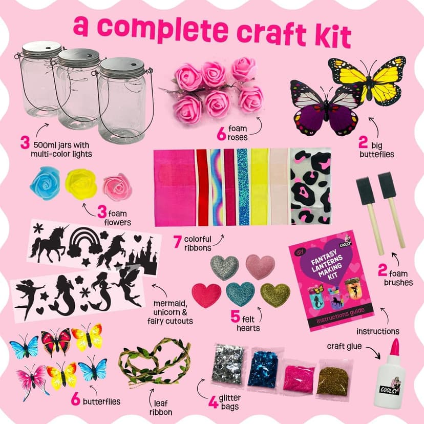 Light-up Unicorn Fairy & Mermaid Lanterns Craft Kit – Christmas Gifts for 8 9 10 11 12 Year Old Girls - Creative Art Girl Toys 8-10 Years Old and Up - Craft Kits for Girls Ages 8-12 - Tween Gift Ideas