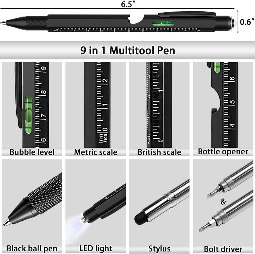 Gifts for Men, Multitool Pen Set 2pcs Multi-Tool Pens Birthday Gifts for Men Dad Gifts for Dad Him Boyfriend Husband Boss, Cool EDC Tools Gadgets Mens Gifts for Anniversary Christmas Stocking Stuffers
