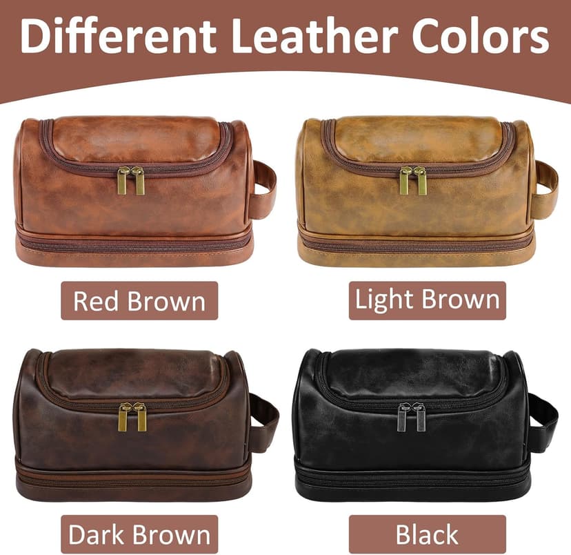 Sparklove Personalized Leather Toiletry Bag for Men, Custom Shaving Bags, Engraved Monogrammed Travel Bag, Birthday Gifts for Boyfirends, Groomsmen, Dad, Son Husband Father's Day, Wedding, Anniversay