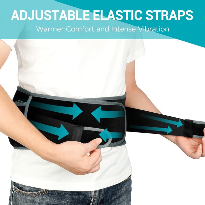 Comfytemp Cordless Heating Pad with Massager for Back Pain Relief, Portable Lower Back Massager Wearable, Birthday Gifts for Dad Mom Men Women Elderly, Rechargeable Period Cramps, 3 Heat Auto-Off, 58"