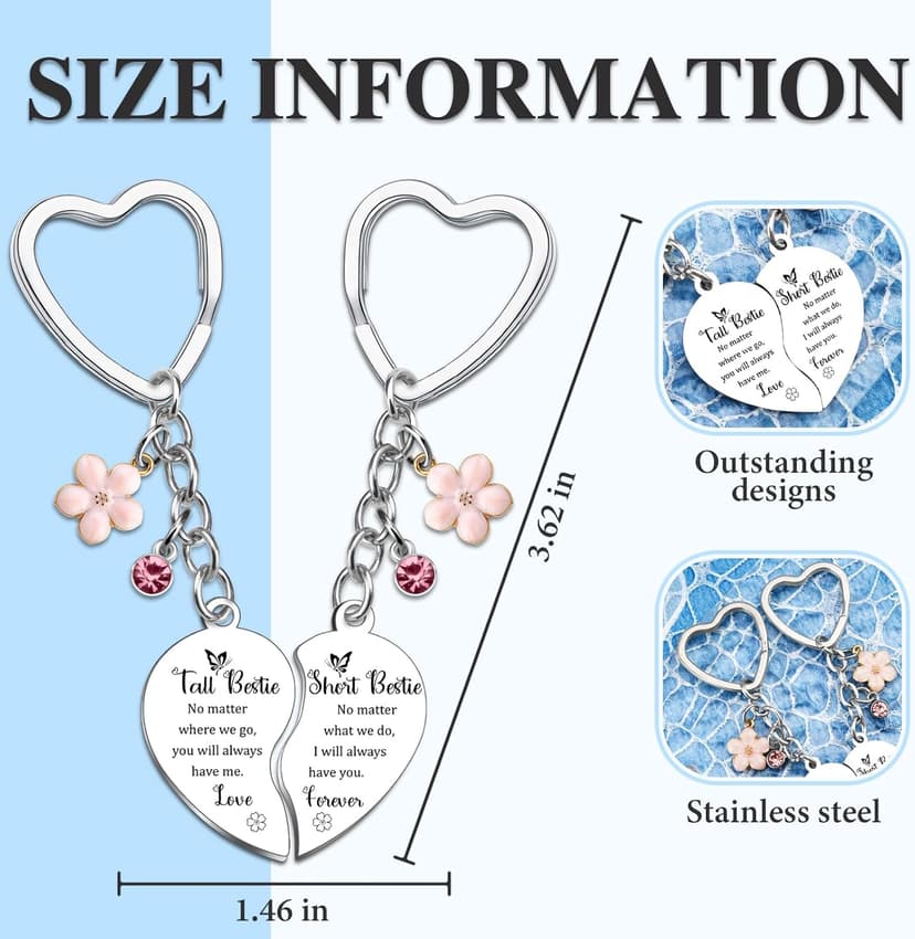Bestie Gifts Friendship Keychain Bestie Birthday Gifts for Women Friendship Gift for Besties Bff Gift for Women Girls Friends Bff Stuff for Besties Christmas Presents for Her Matching Key Ring