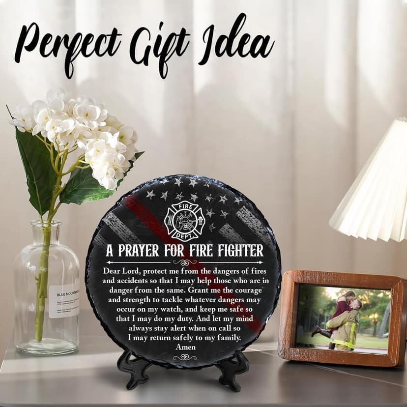 Firefighter Gifts for Men – Fireman Prayer Plaque – Firefighter Graduation Gifts – Inspirational Fire Fighter Decor for Home or Office, Birthday, Christmas, Thank You, Retirement Keepsake
