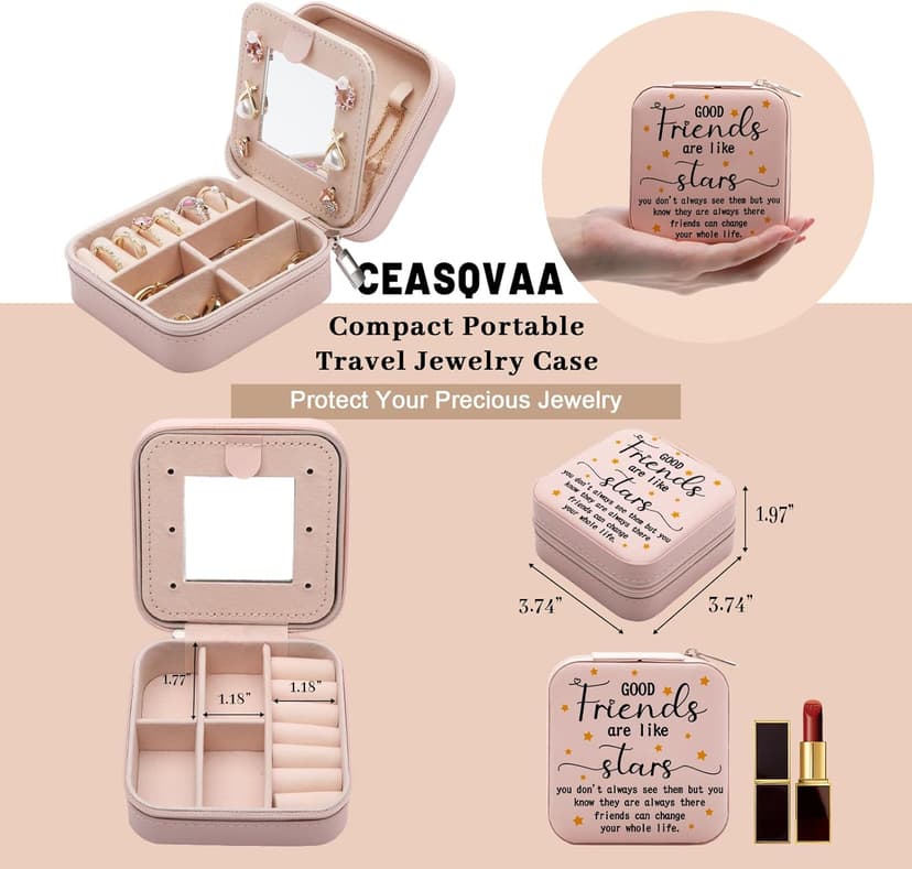 Friendship Gifts for Women Jewelry Box, Best Friend Bestie Gifts, Birthday Gifts for Women Friendship, Good Friends Are Like Stars Jewelry Case, Cool Gifts for Female Friend Jewelry Organizer Holder