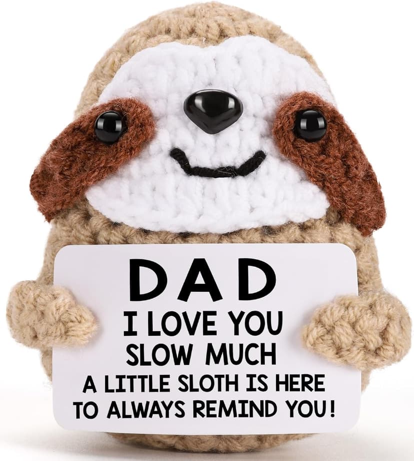MBL Dad Gifts for Birthday Fathers Day - Dad I Love You Slow Much, Funny Cool Handmade Knitted Crochet Sloth Present for Father Papa Easter Father's Day Christmas from Daughter Son