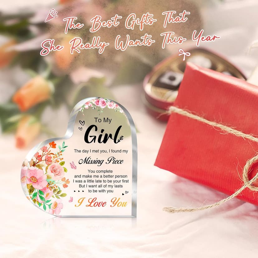 Gifts for Girlfriend, Mothers Day Gifts for Girlfriend, Anniversary Valentines Gifts for Her, To My Girl Acrylic Keepsake, Romantic I Love You Gifts for Her Girlfriend GF Gifts