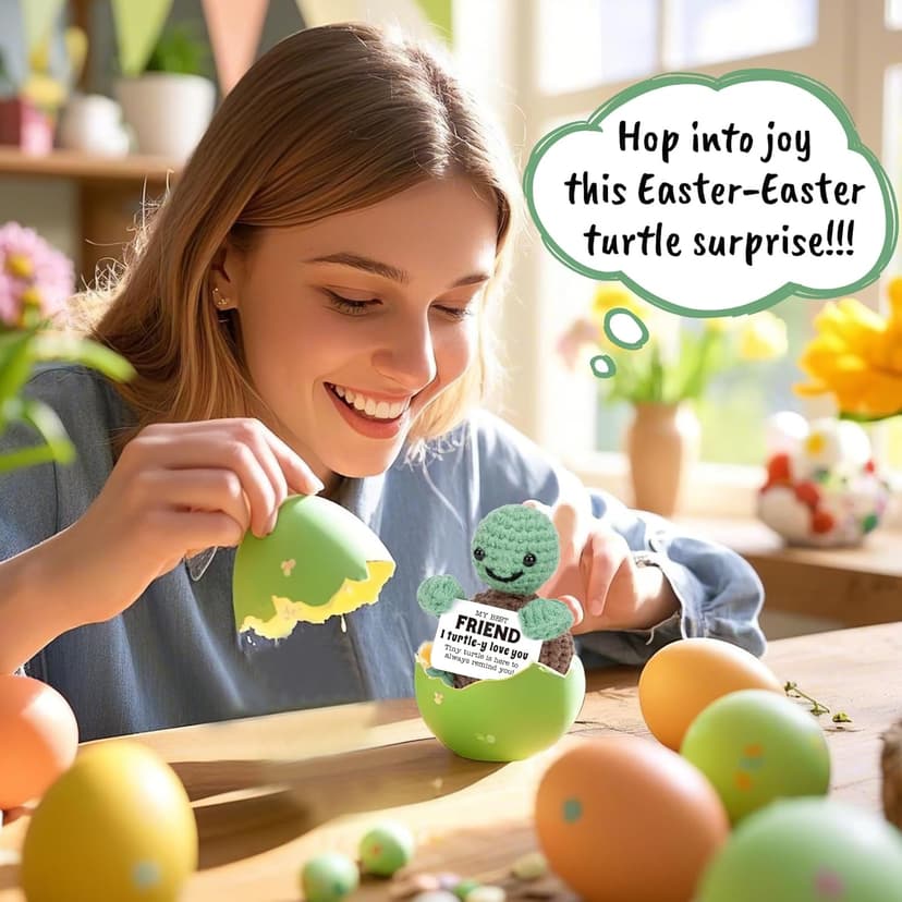 Mini Funny Turtle Best Friend Friendship Gifts for Women Men, Birthday Gifts for Friends Female Male Girls, I Love You Small Cute Stuff Things, Handmade Emotional Positive Crochet Turtle