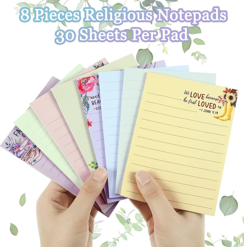 8 Pack Christian Sticky Notes Samll Scripture Inspirational Memo Pads Floral Design Adhesive Religious Bible Verse Quotes Notepads for Writing Diary Lists Schedules, 4 x 5. 5 Inch(Fresh Style)