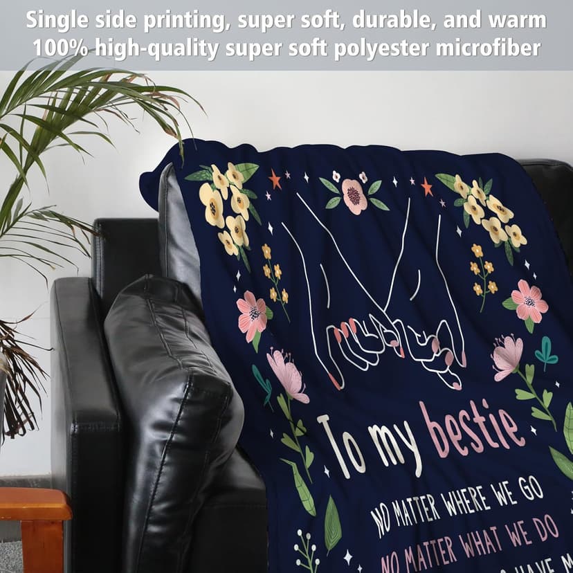 Friendship Gifts for Women, Best Friend Birthday Graduation Gifts for Women, Best Friend Blanket Gift, to My Bestie Throw Blanket for Christmas Mothers Day 60" x 50"