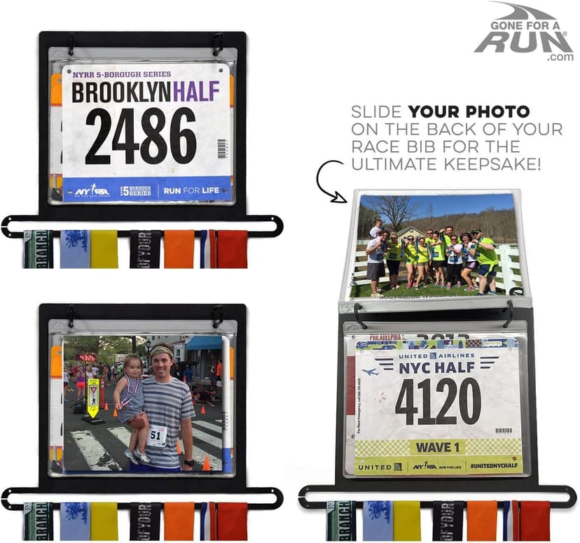 Gone For a Run BibFOLIO Plus Race Bib Holder and Running Medal Hanger Display | Race Medal Holder Display and Running Bib Holder for Runners | Race Bib and Race Medal Display for Runners