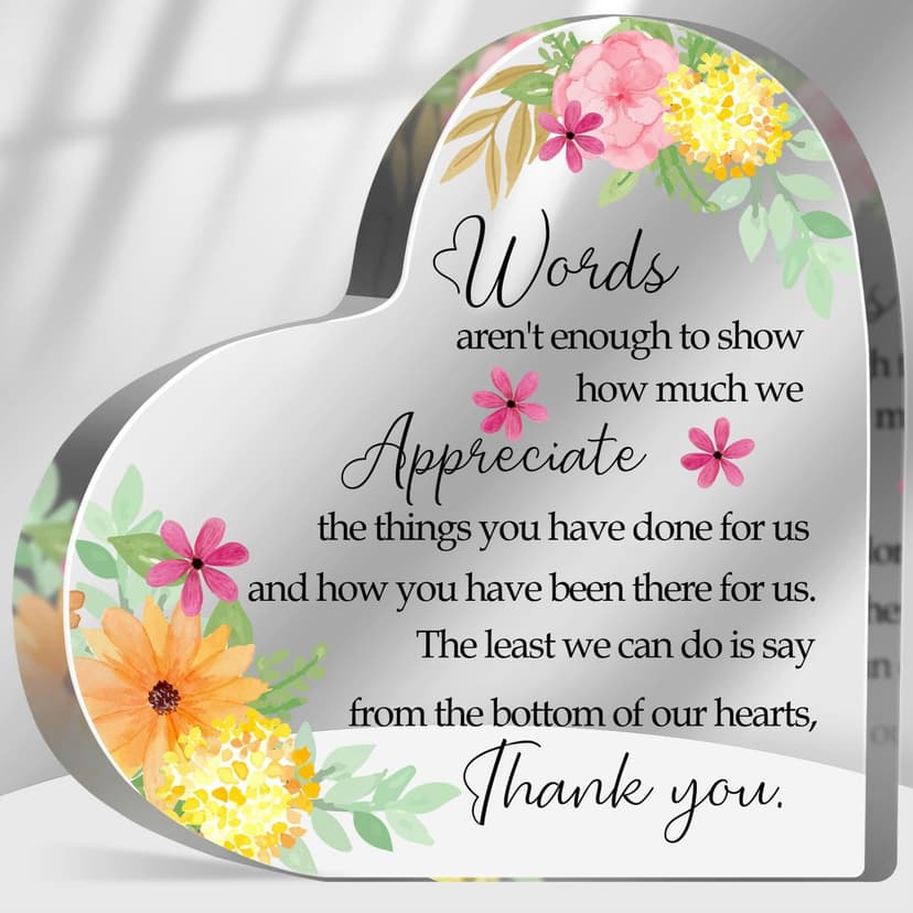 Thank You Gifts for Women Coworkers Boss, Thank You Presents for Friends Teacher, Appreciation Paperweight Desk Decor Plaque, Inspirational Office Sign Acrylic Heart