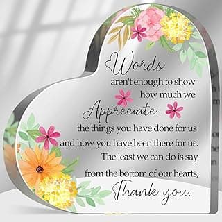Thank You Gifts for Women Coworkers Boss, Thank You Presents for Friends Teacher, Appreciation Paperweight Desk Decor Plaque, Inspirational Office Sign Acrylic Heart
