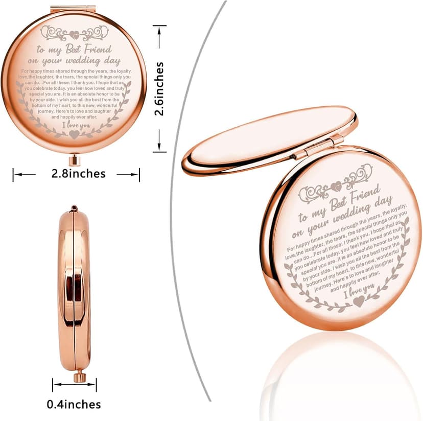 UJIMS to My Best Friend on Your Wedding Day Gifts for Bride Best Friend to Bride Makeup Mirror Wedding Gift for Bride (Best Friend to Bride Mirror)