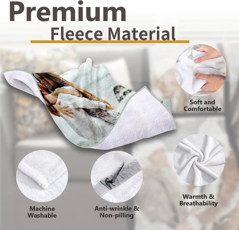 Custom Blanket with Picture Text Customized Fleece Photo Blanket for Couples Gifts Personalized Blankets and Throws Christmas Birthday Gifts for Boyfriend Girlfriend