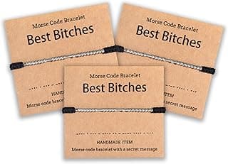 Shonyin Valentines Day Gift for Best Bitches Morse Code Bracelet Best Friend Gift for Women Funny Friendship Gift 2/3 PCS Christmas Friendsgiving Day Gift