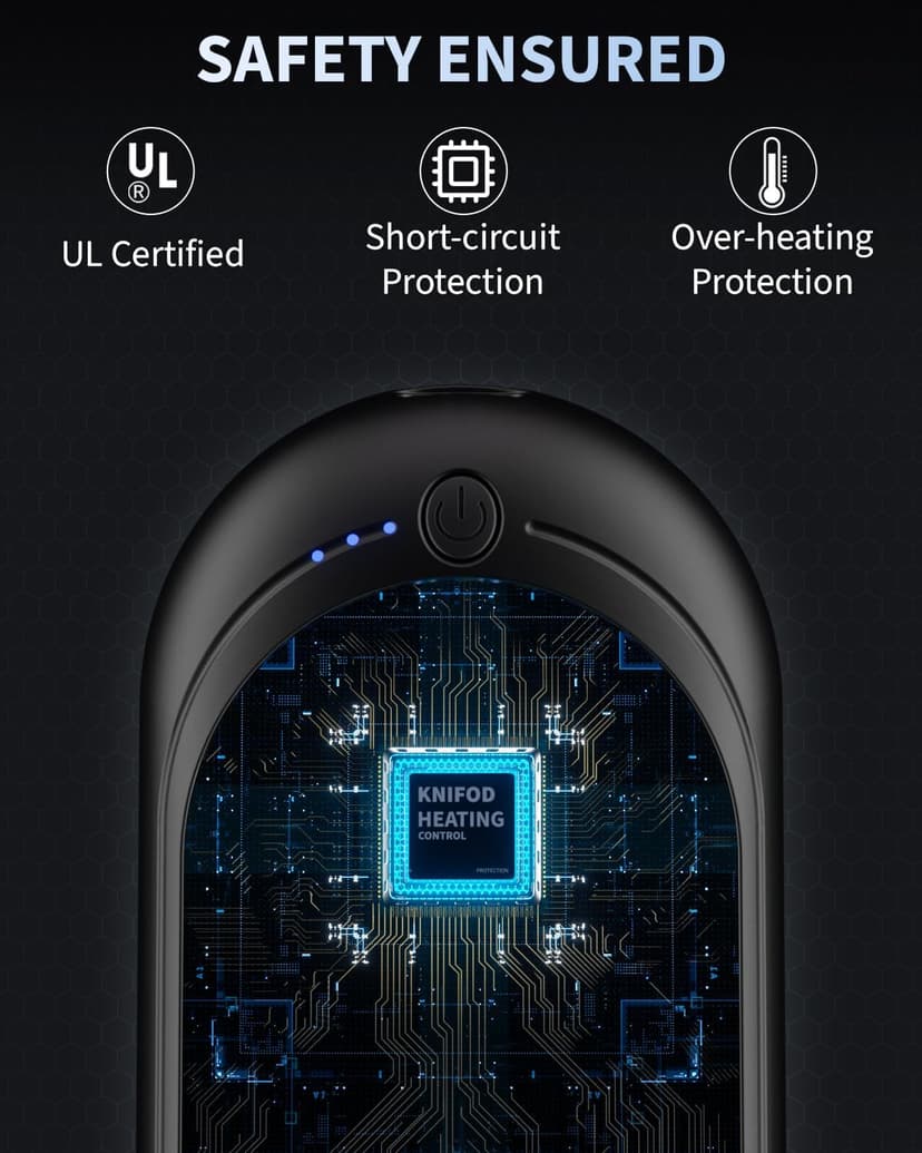 Hand Warmers Rechargeable, KNIFOD 2 Pack 6000mAh Portable Electric Handwarmers, Reusable USB Pocket Heater Great for Raynauds, Hunting, Golf, Camping, Christmas Outdoor, Women Mens Warm Gifts